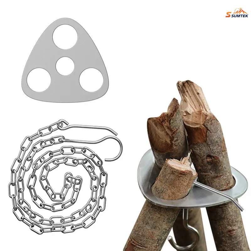 Camping Hiking Cooking - Paslanmaz Çelik Taşınabilir Kamp Tripod Askı