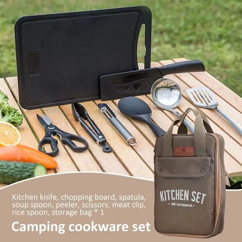 8 adet Kamp Mutfak Tencere Set - Camping Cooking Organizer incelemesi ve fiyatı